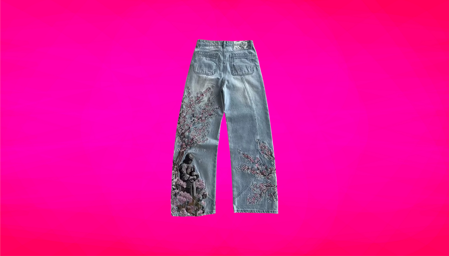 Y2K SAKURA BAGGY JEANS - Unisex
